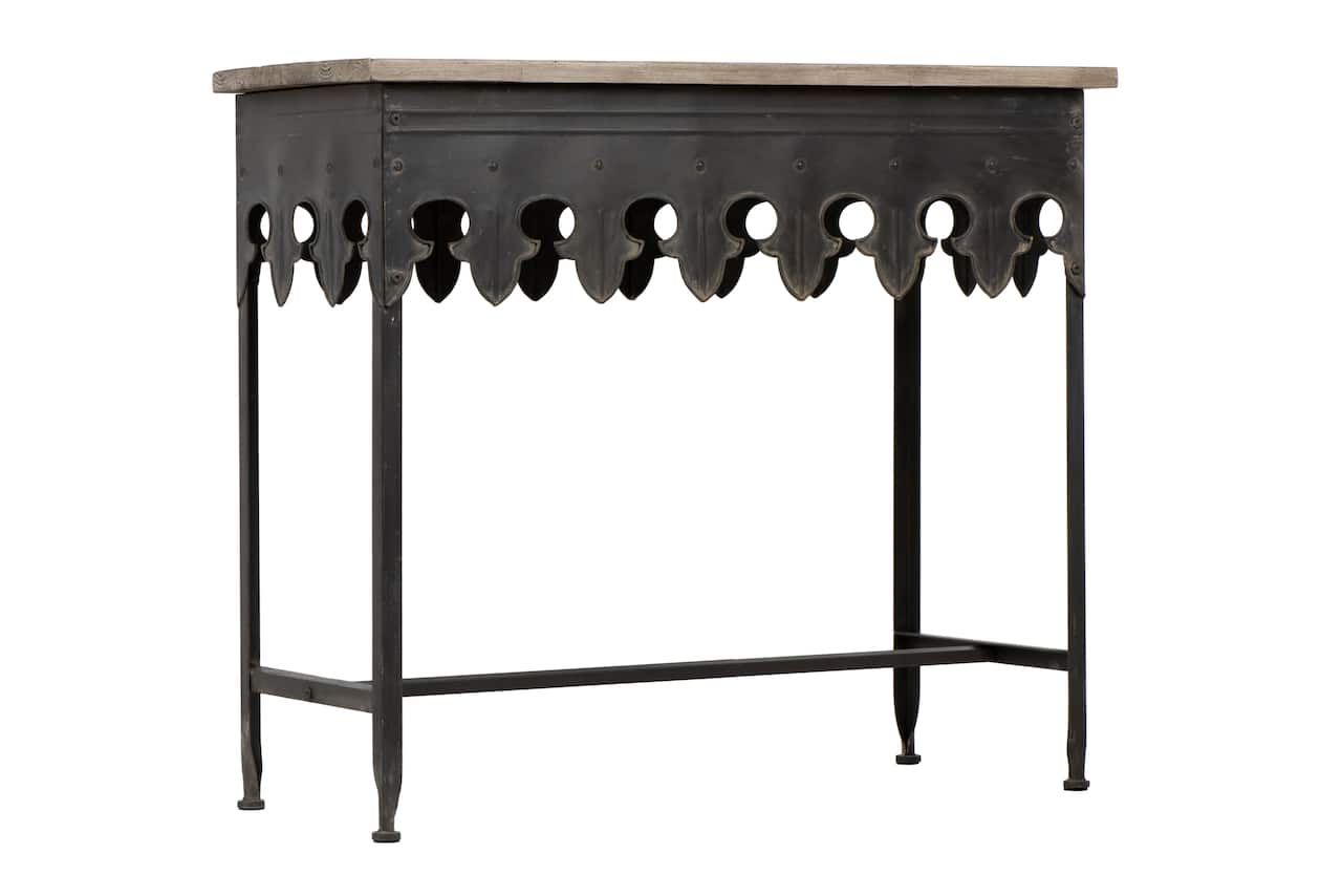 Hello Honey® 36" Rustic Farmhouse Metal Console Table with Solid Wood Top